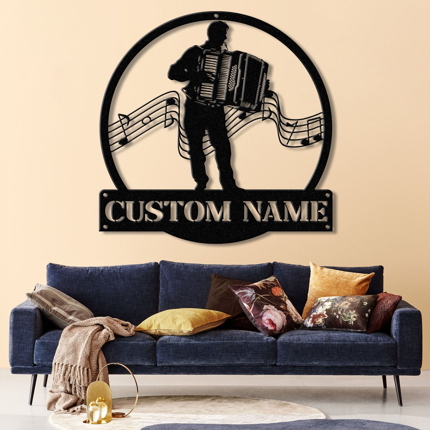 Custom Accordion Player Name Metal Sign, Personalized Melodeon Player Wall Decor, Music Room Sign, Musician Wall Hanging, Music Lovers Gift