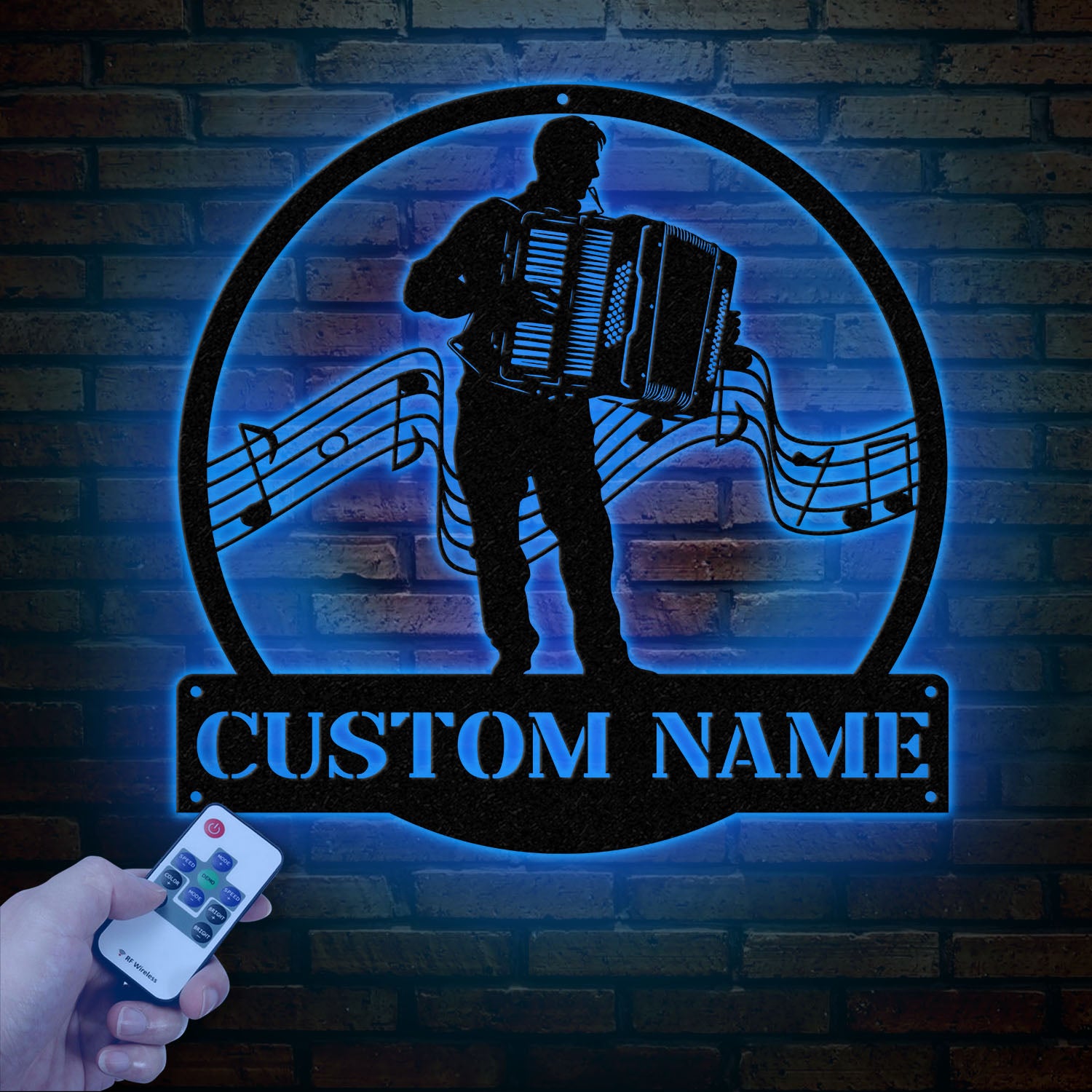 Custom Accordion Player Name Metal Sign, Personalized Melodeon Player Wall Decor, Music Room Sign, Musician Wall Hanging, Music Lovers Gift