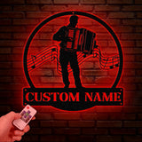 Custom Accordion Player Name Metal Sign, Personalized Melodeon Player Wall Decor, Music Room Sign, Musician Wall Hanging, Music Lovers Gift