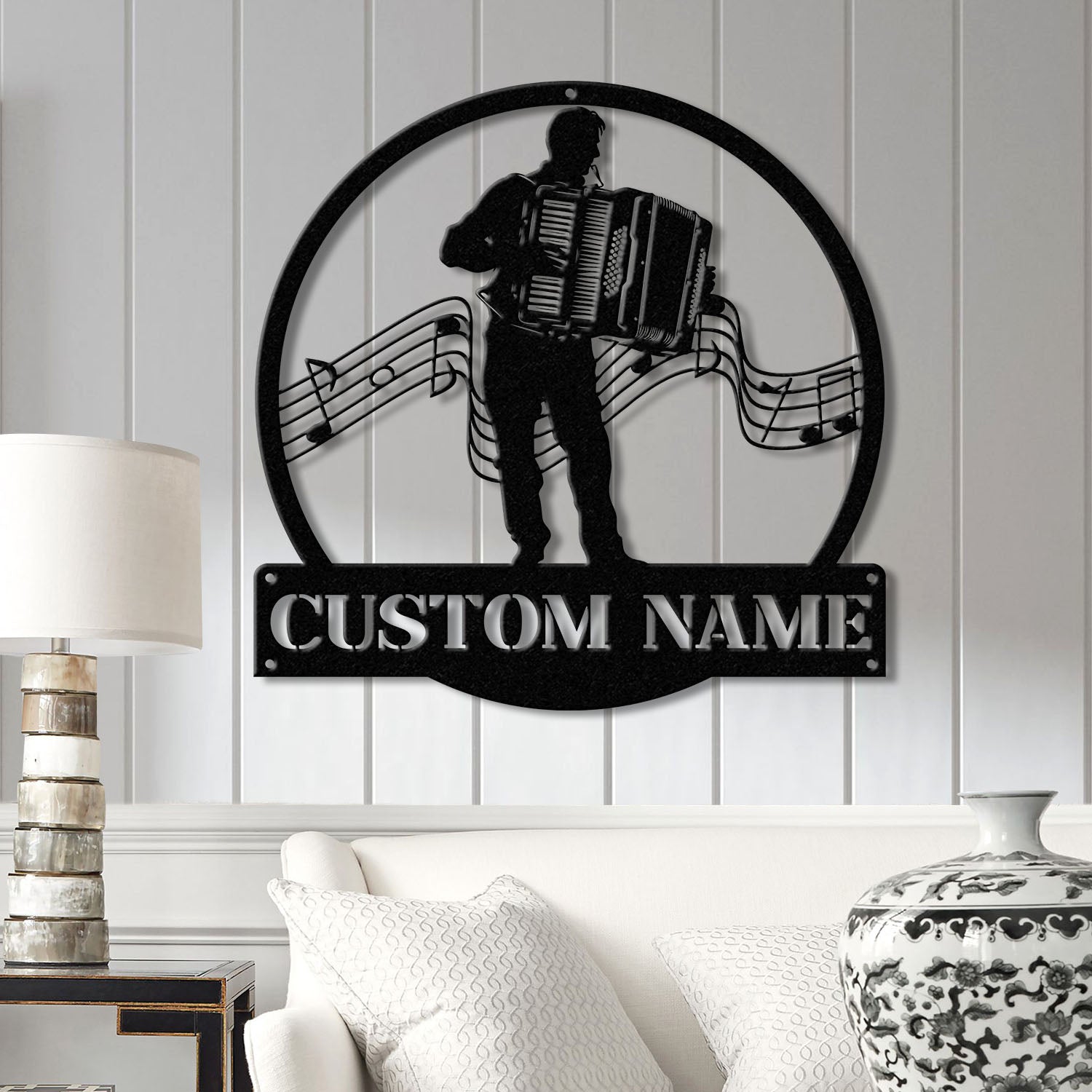 Custom Accordion Player Name Metal Sign, Personalized Melodeon Player Wall Decor, Music Room Sign, Musician Wall Hanging, Music Lovers Gift