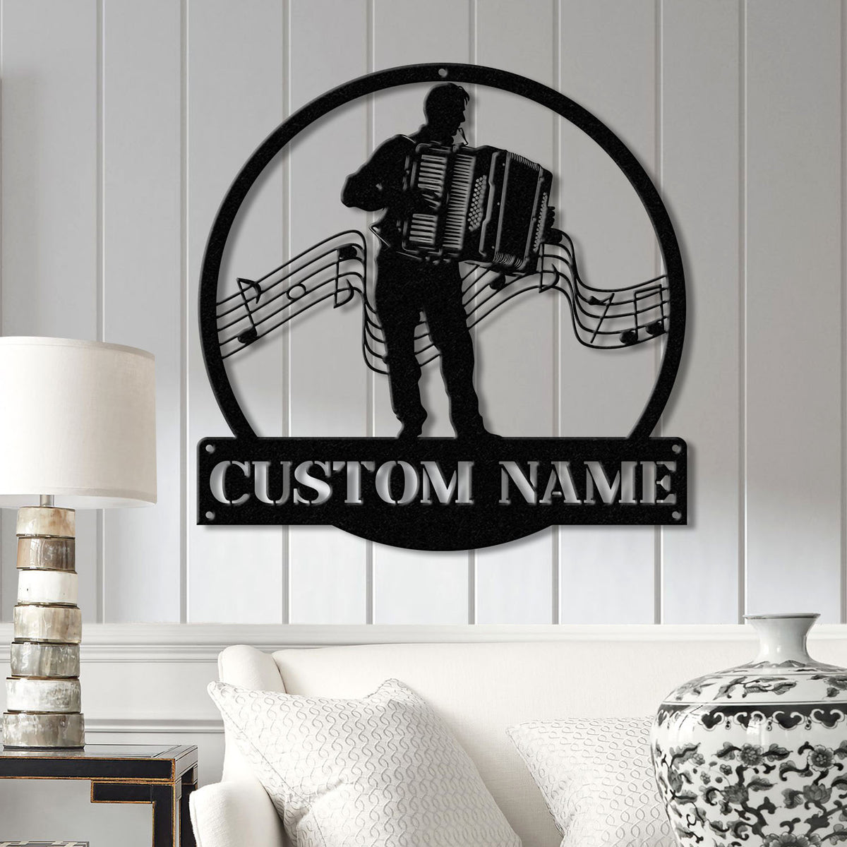 Custom Accordion Player Name Metal Sign, Personalized Melodeon Player Wall Decor, Music Room Sign, Musician Wall Hanging, Music Lovers Gift