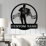 Custom Accordion Player Name Metal Sign, Personalized Melodeon Player Wall Decor, Music Room Sign, Musician Wall Hanging, Music Lovers Gift