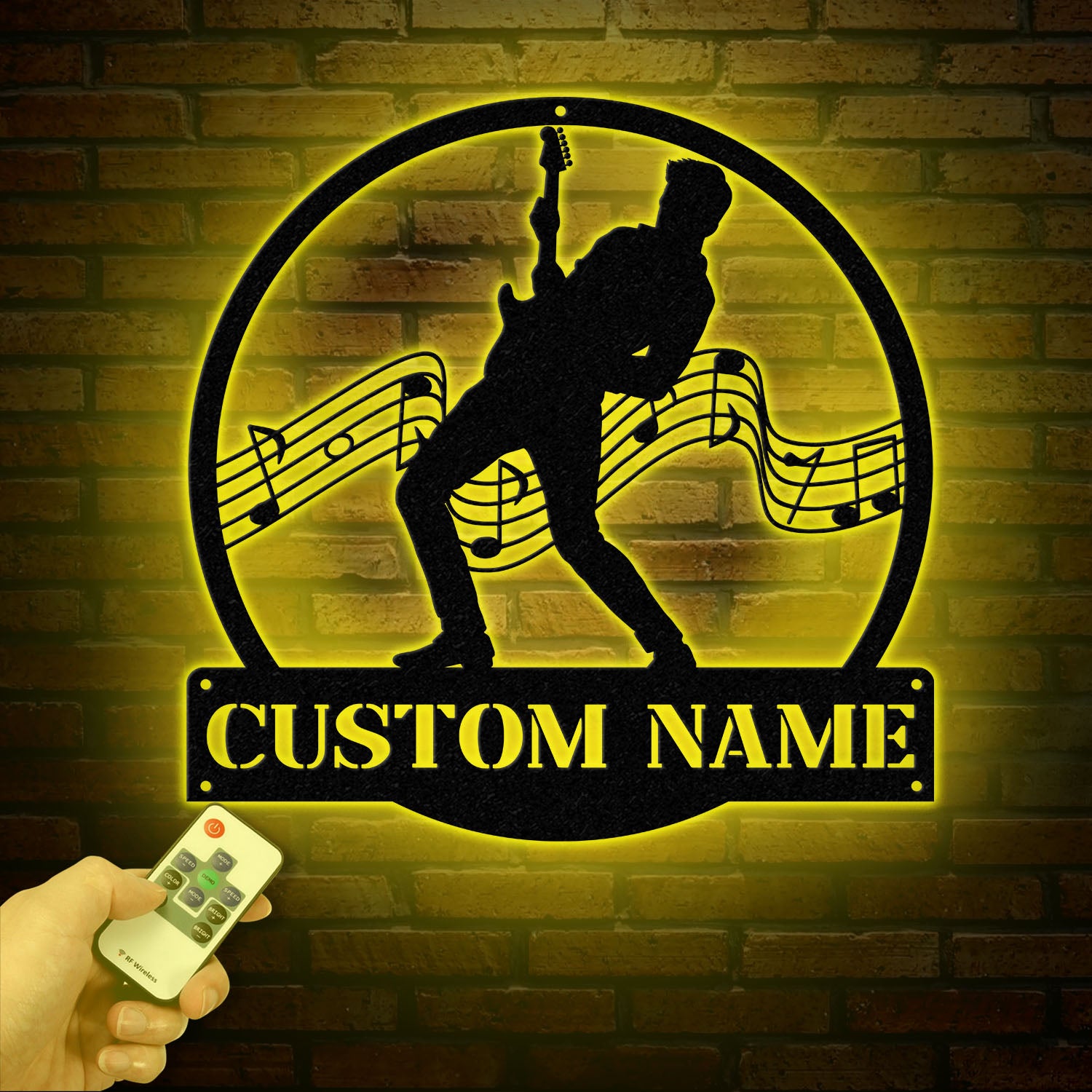 ersonalized Male Guitarist Name Metal Sign, Custom Guitar Musician Wall Decor, Gift for Music Lovers, Music Performer Wall Hang