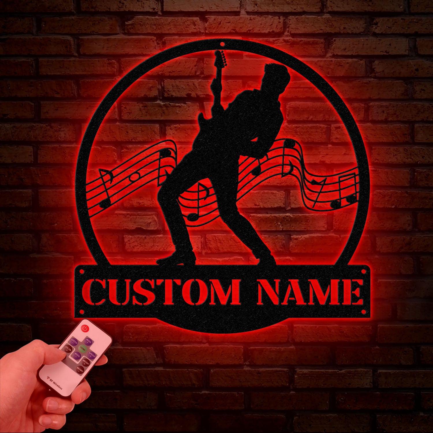 ersonalized Male Guitarist Name Metal Sign, Custom Guitar Musician Wall Decor, Gift for Music Lovers, Music Performer Wall Hang