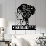 Personalized Lady Library Metal Sign with LED Lights - Custom Bookshelf Sign - Bookworm Library Decor - Reading Room & Book Club Wall Art