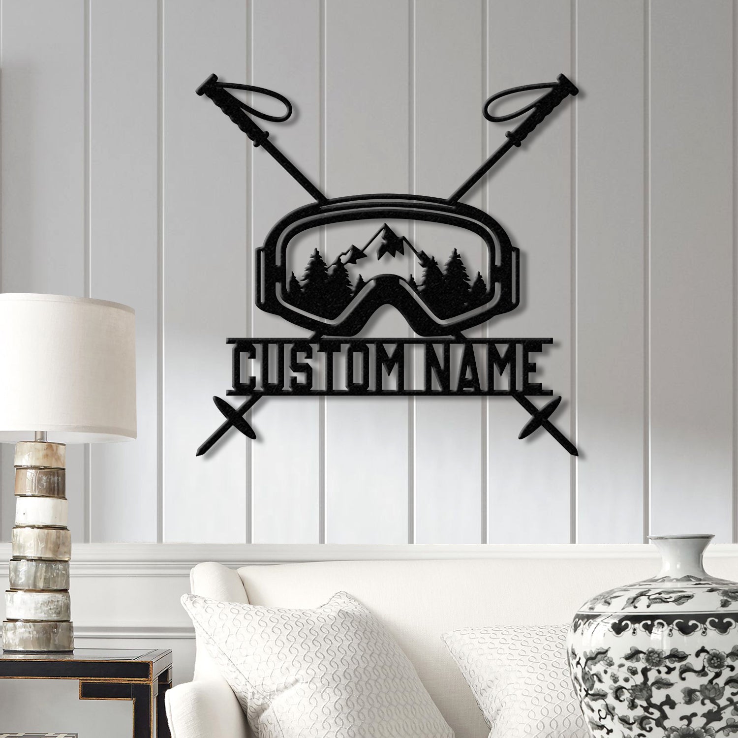 Personalized Ski Trip Metal Wall Art with LED Lights, Custom Ski Goggles Sign, Snowboarding Winter Sport Decor, Skier Gift, Christmas Gifts