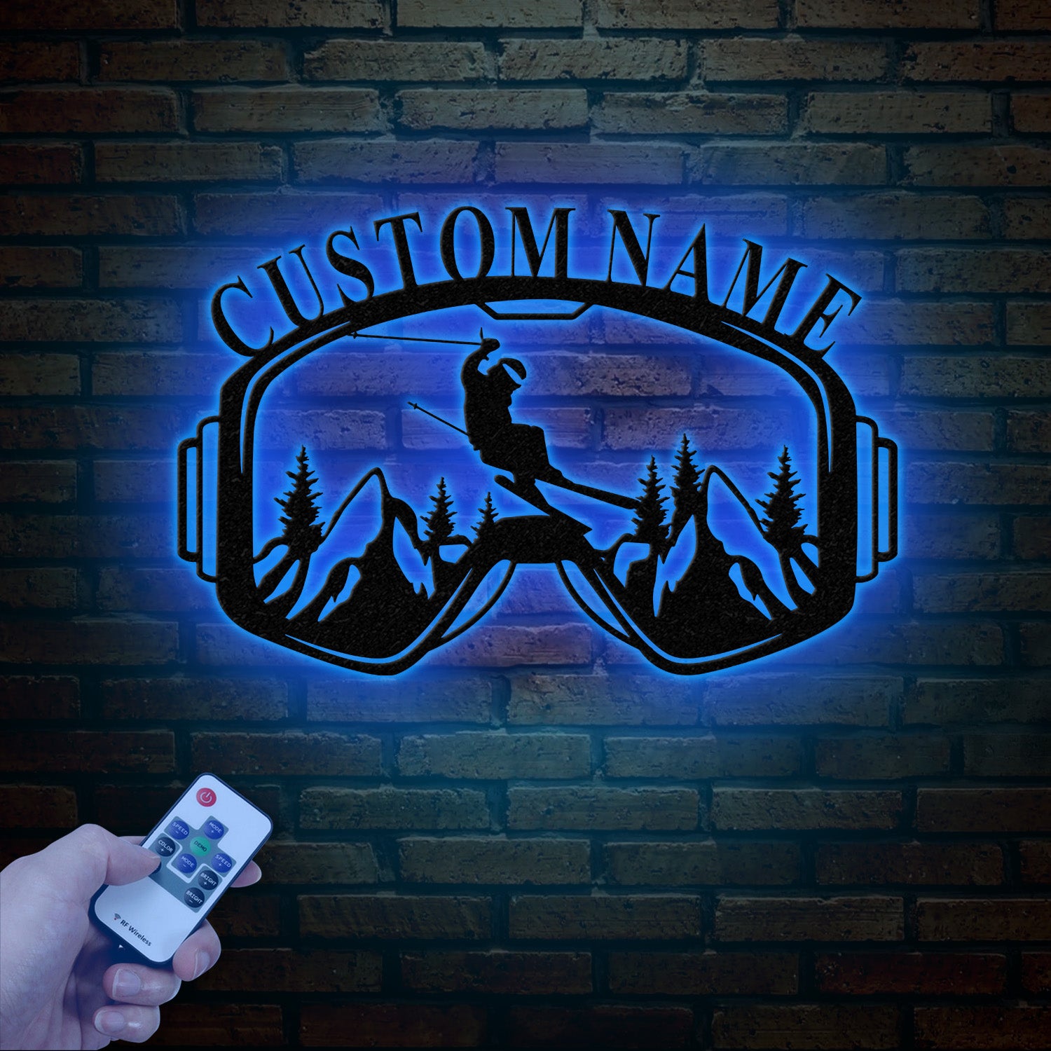 Personalized Ski Trip Metal Wall Art with LED Lights, Custom Ski Goggles Sign, Snowboarding Winter Sport Decor, Skier Gift, Christmas Gifts