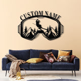 Personalized Ski Trip Metal Wall Art with LED Lights, Custom Ski Goggles Sign, Snowboarding Winter Sport Decor, Skier Gift, Christmas Gifts