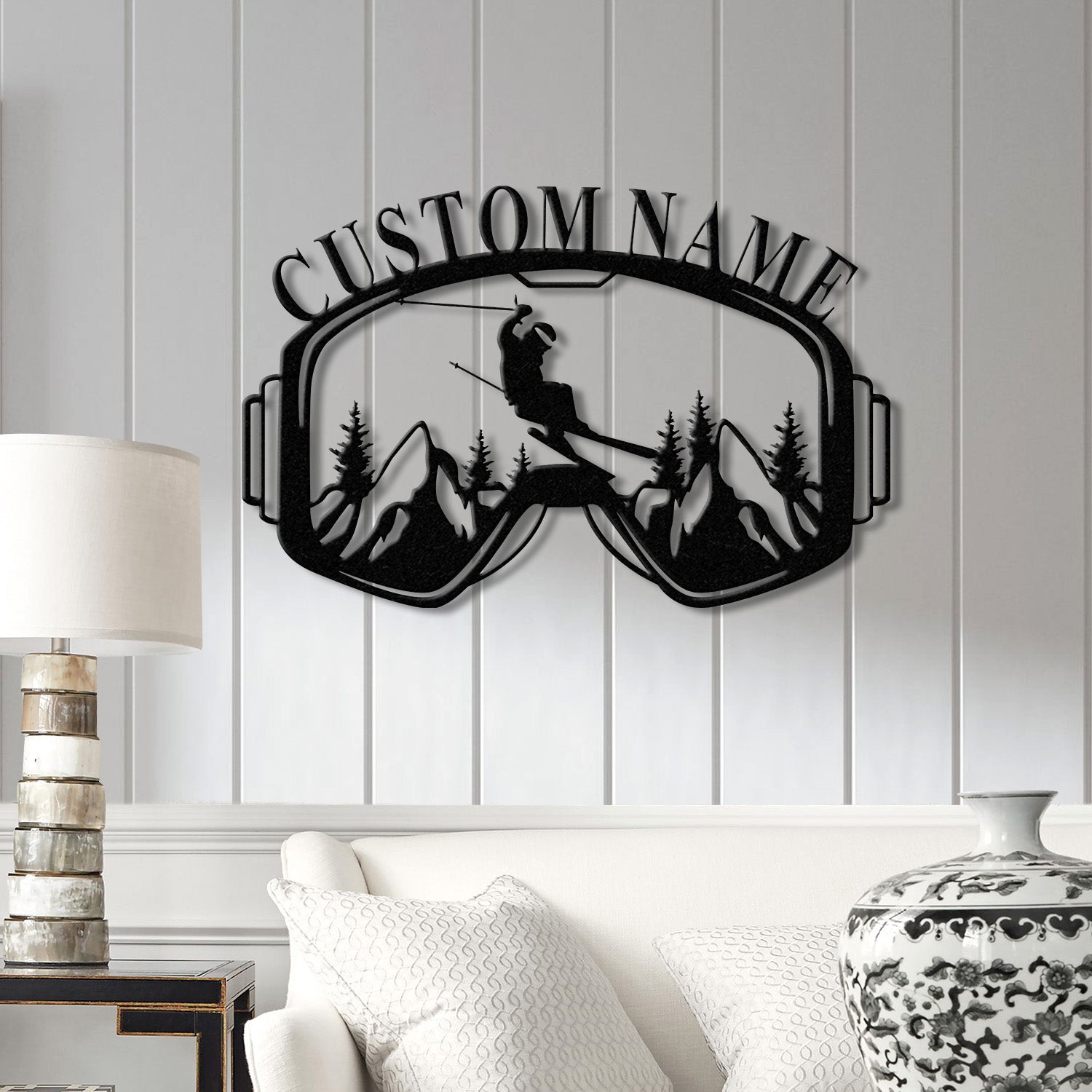 Personalized Ski Trip Metal Wall Art with LED Lights, Custom Ski Goggles Sign, Snowboarding Winter Sport Decor, Skier Gift, Christmas Gifts