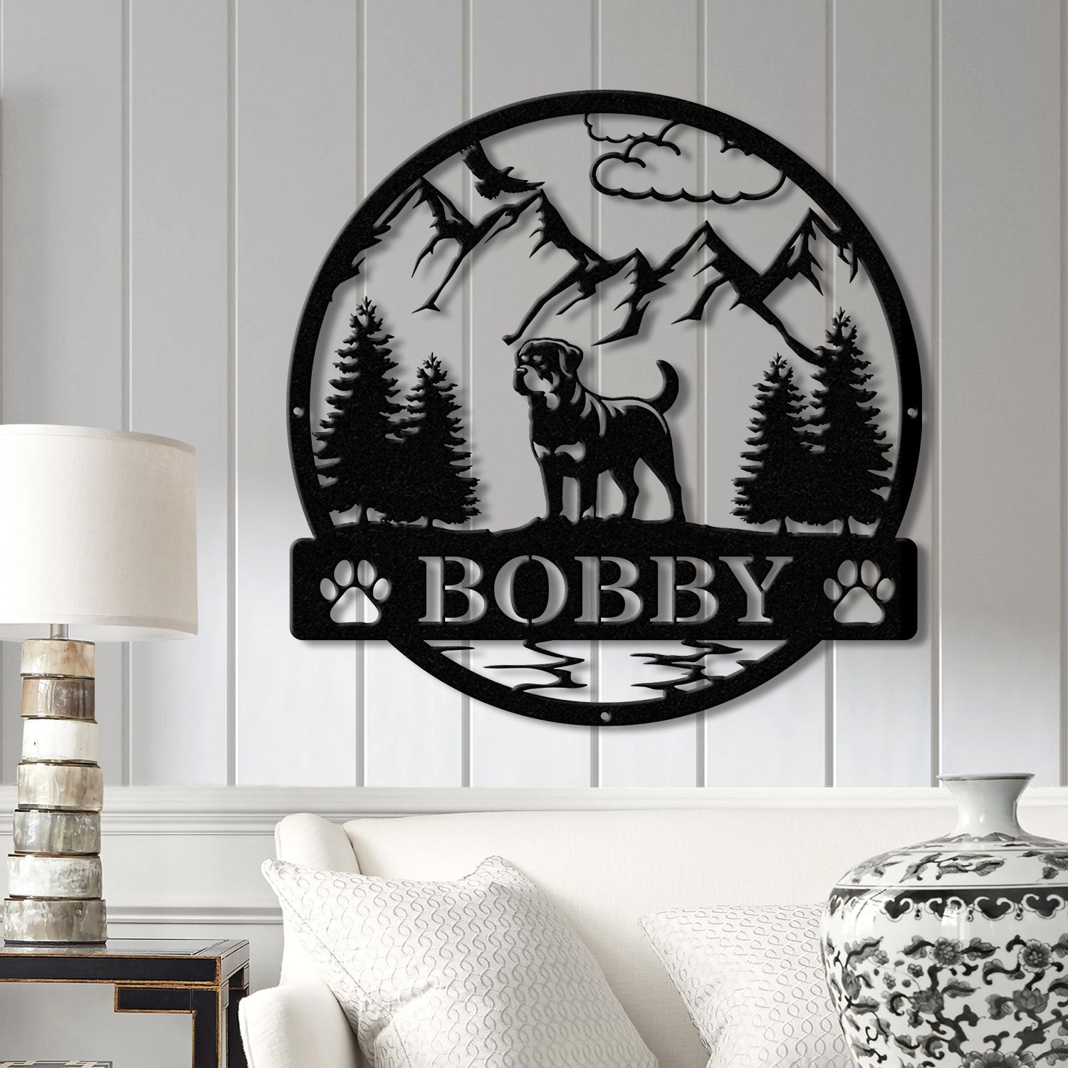 Rotweiler Metal Sign, Custom Dog Name Sign, Dog Memorial Gift, Rotweiler Wall Decor, Dog Lovers Wall Art, Pet Lover Gift, Dog Mom Gifts