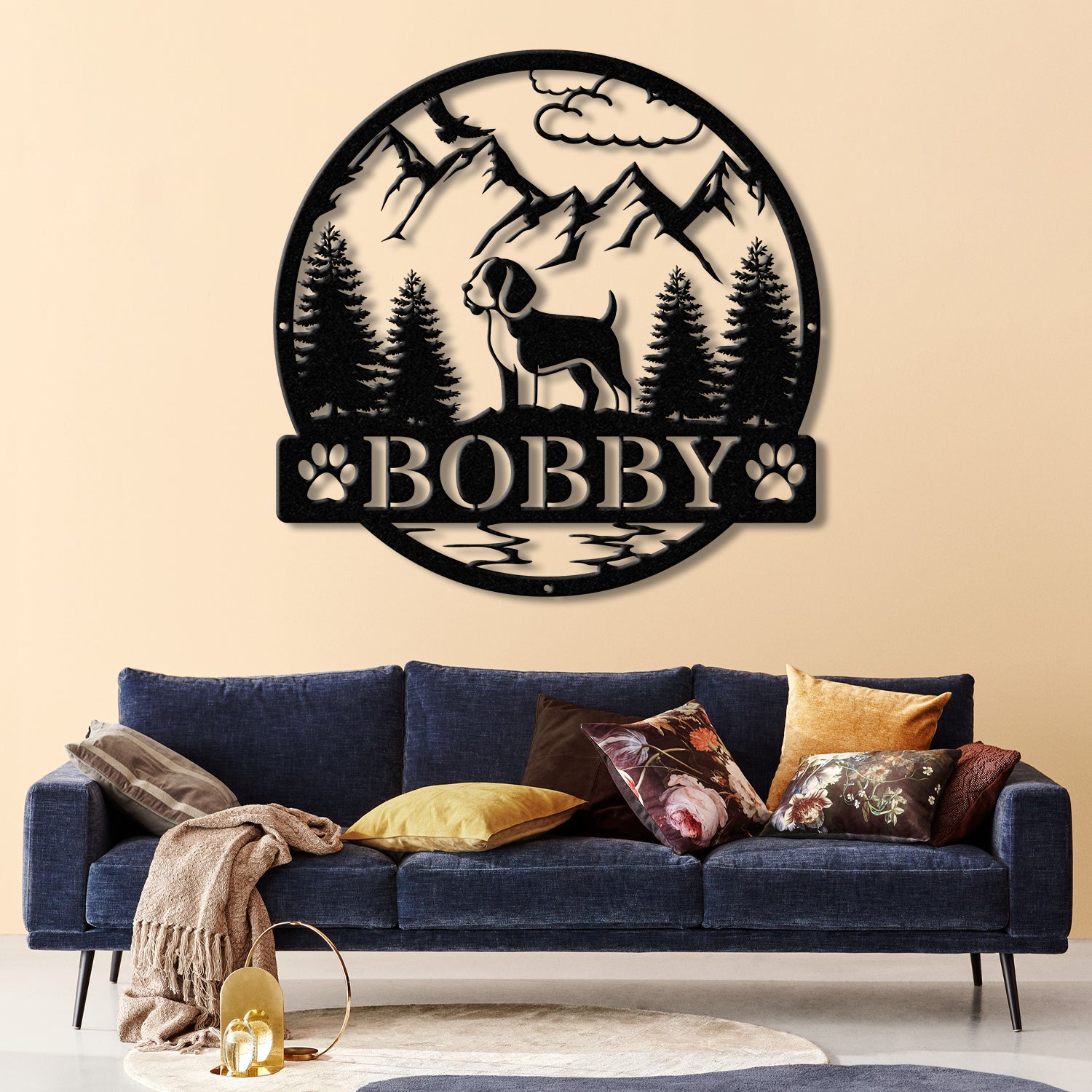 Beagel Metal Sign, Custom Dog Name Sign, Hunting Dog Custom Sign, Beagel Wall Decor, Dog Lovers Wall Art, Pet Lover Gift, Dog Mom Gifts
