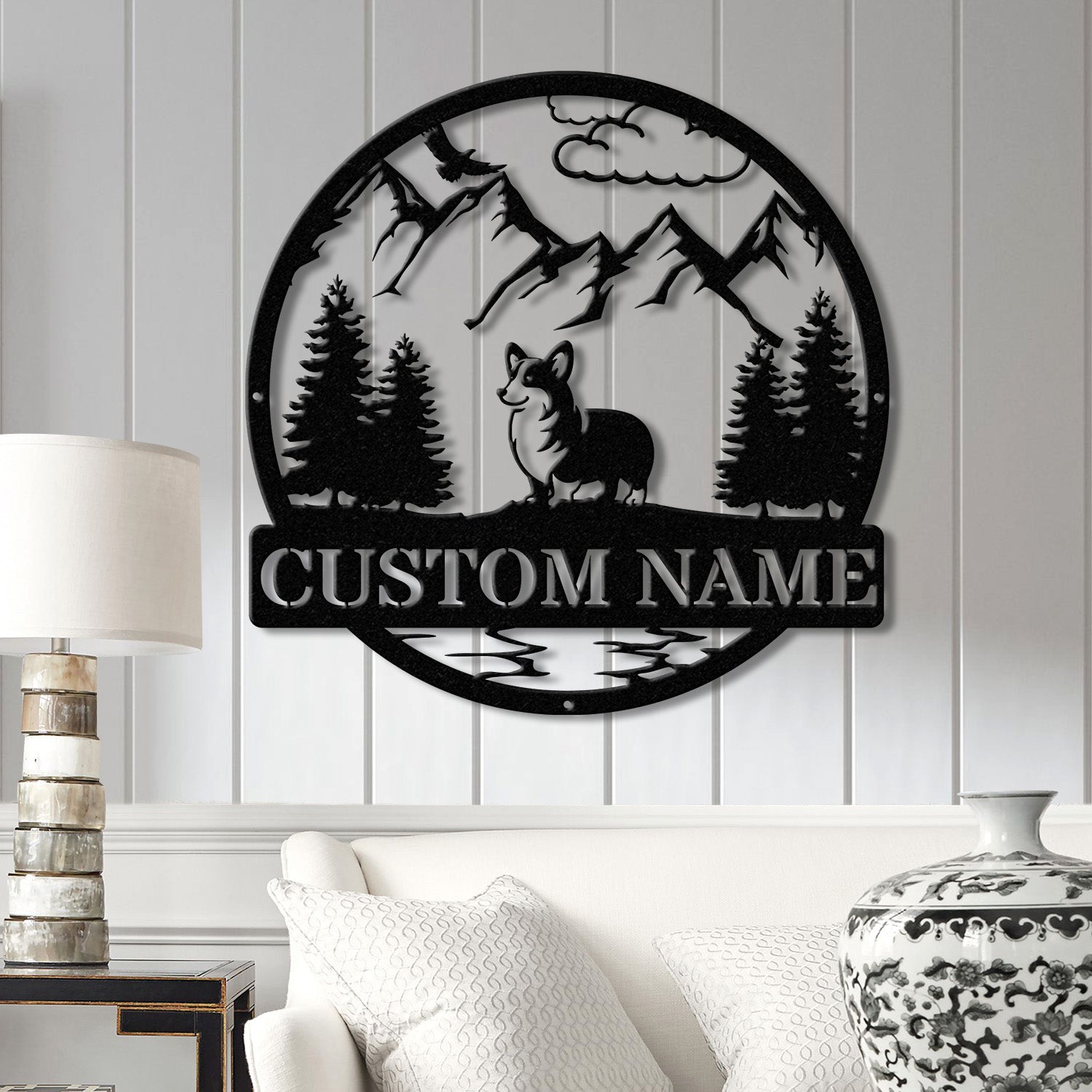 Custom Welsh Corgi Terrier Metal Sign, Dog Name Sign, Corgi Wall Decor, Dog Lovers Wall Art, Pet Lover Gift, Dog Mom Gifts