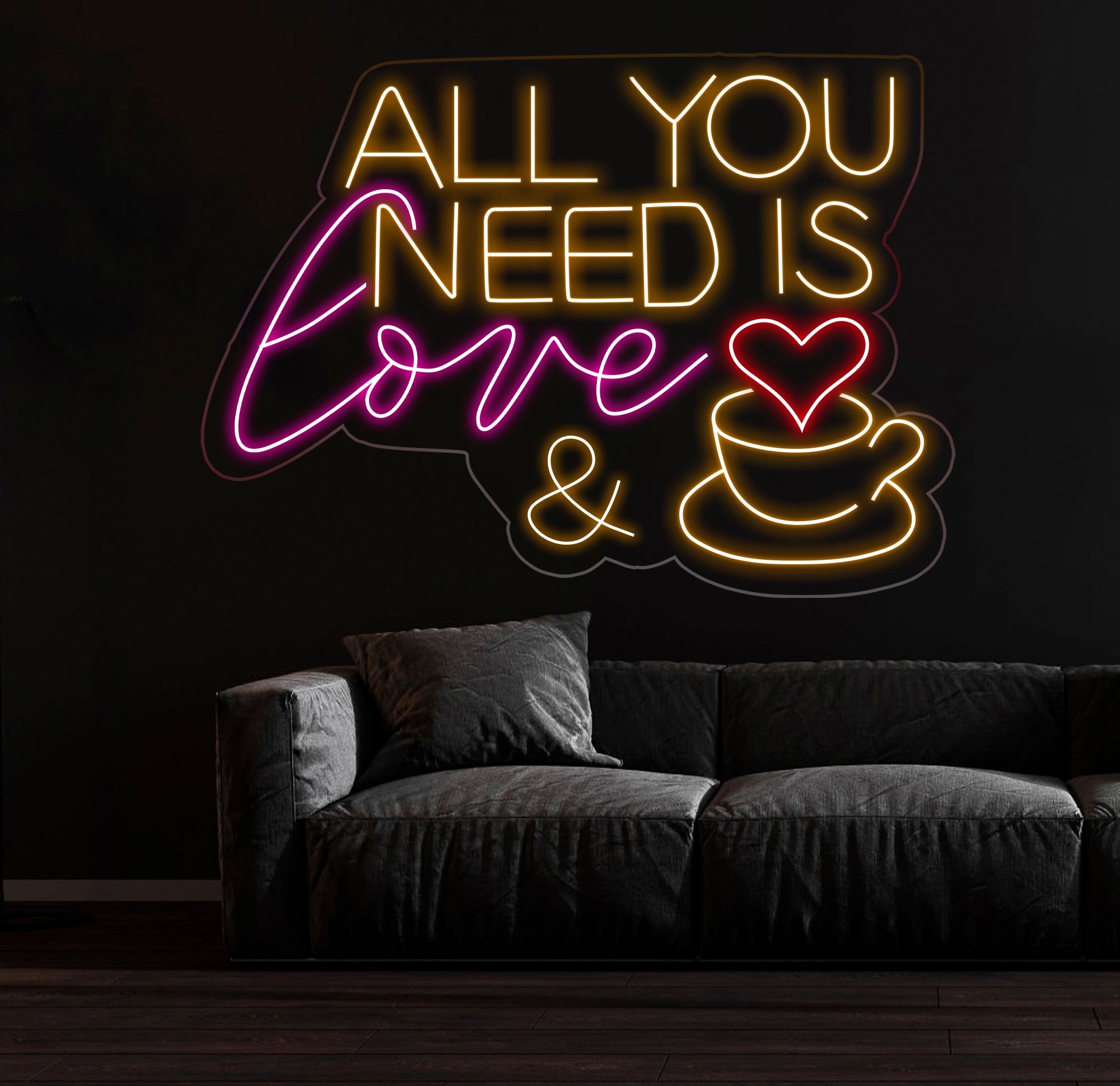 All You Need Is Love & Coffee Neon Sign,Neon Coffee Sign, Led Sign For Coffee Shop Opening, Custom Shop Signage, Cafe Bar Wall Decor