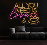 All You Need Is Love & Coffee Neon Sign,Neon Coffee Sign, Led Sign For Coffee Shop Opening, Custom Shop Signage, Cafe Bar Wall Decor