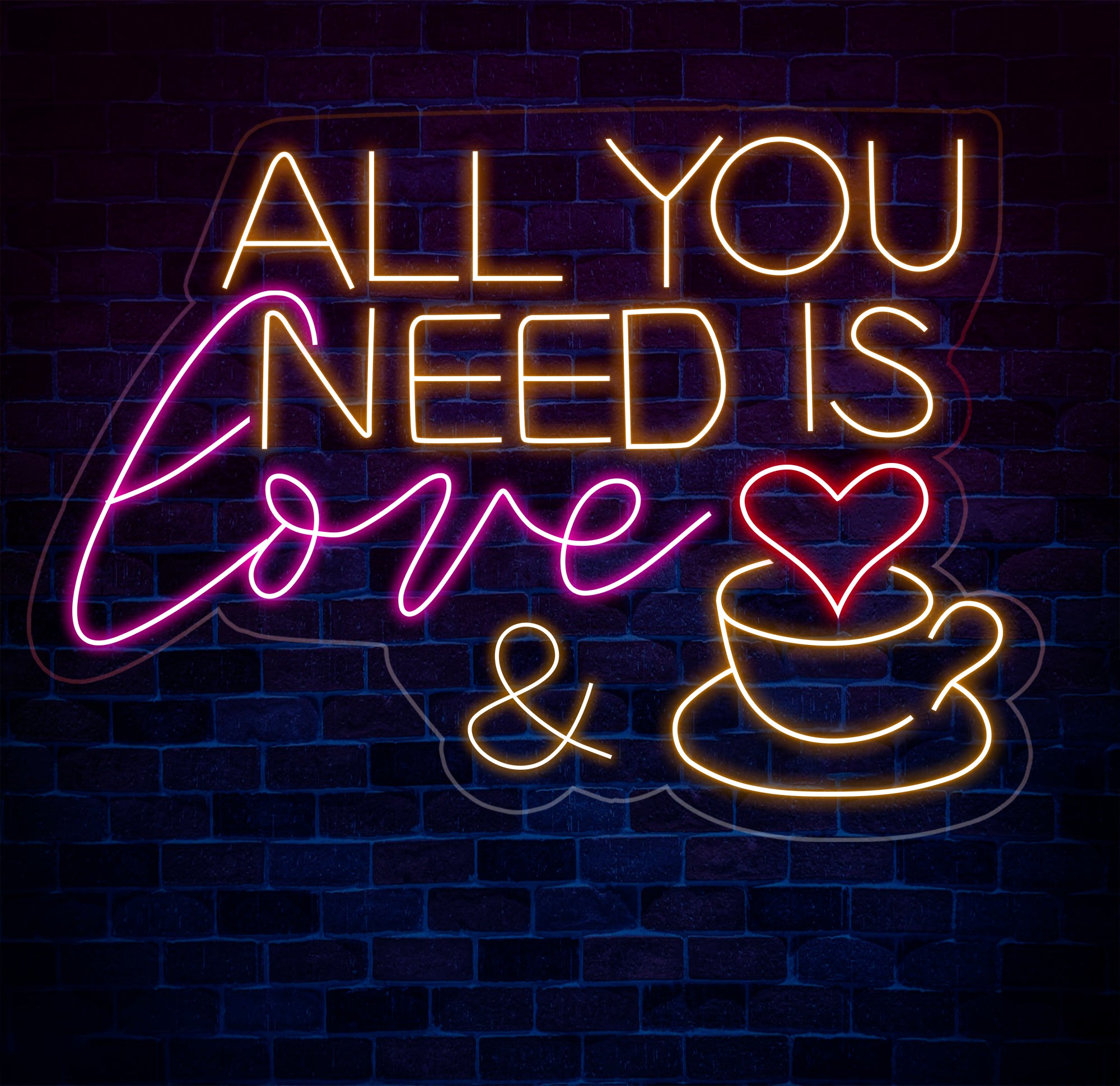 All You Need Is Love & Coffee Neon Sign,Neon Coffee Sign, Led Sign For Coffee Shop Opening, Custom Shop Signage, Cafe Bar Wall Decor