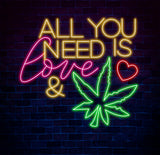 All You Need Is Love & Canabiss Neon Sign, Weed Wall Art, Marijuana Sign Decoration, Custom Cannabis Sign, Smoke Shop Led Sign