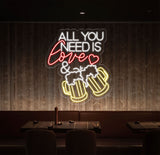 All You Need Is Love & Beer Neon Bar Sign, LED Light Sign for Home Bar Wall Decor, Basement Sign, Man Cave Sign, Unique Gifts for Him