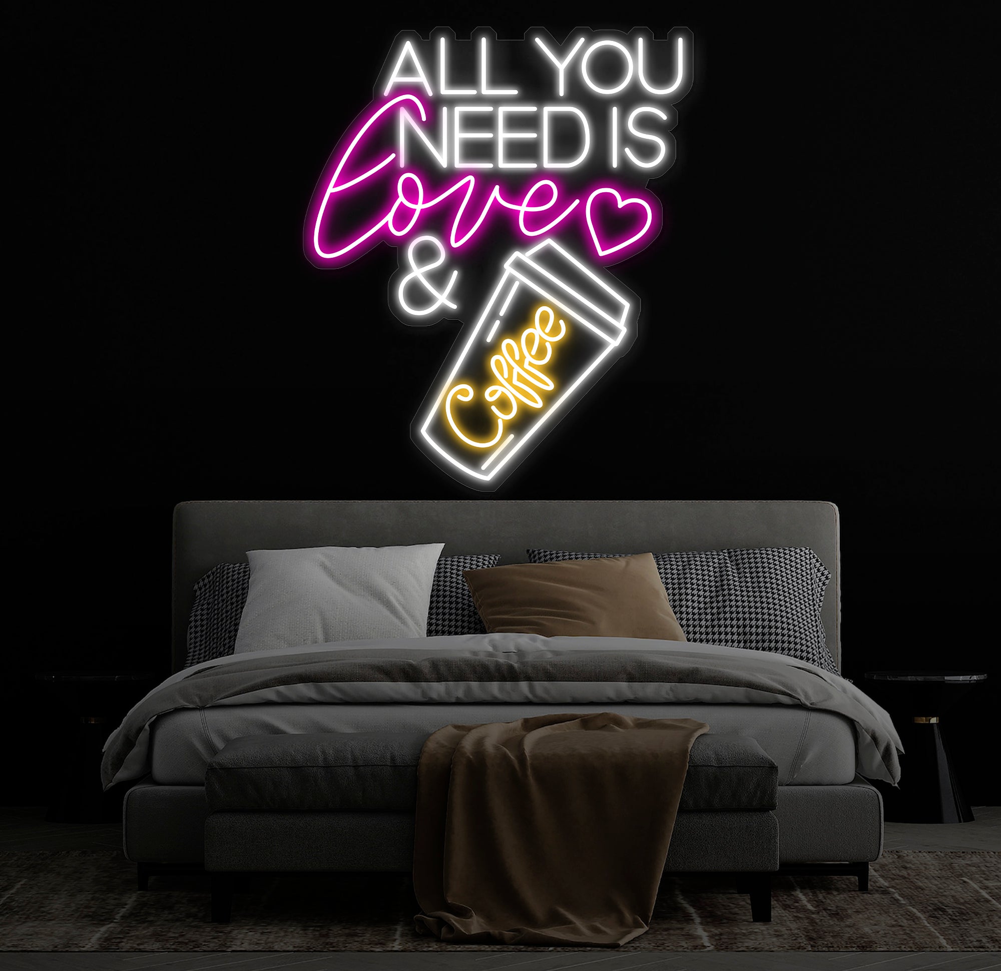 All You Need Is Love & Coffee Neon Sign,Neon Coffee Sign, Led Sign For Coffee Shop Opening, Custom Shop Signage, Cafe Bar Wall Decor