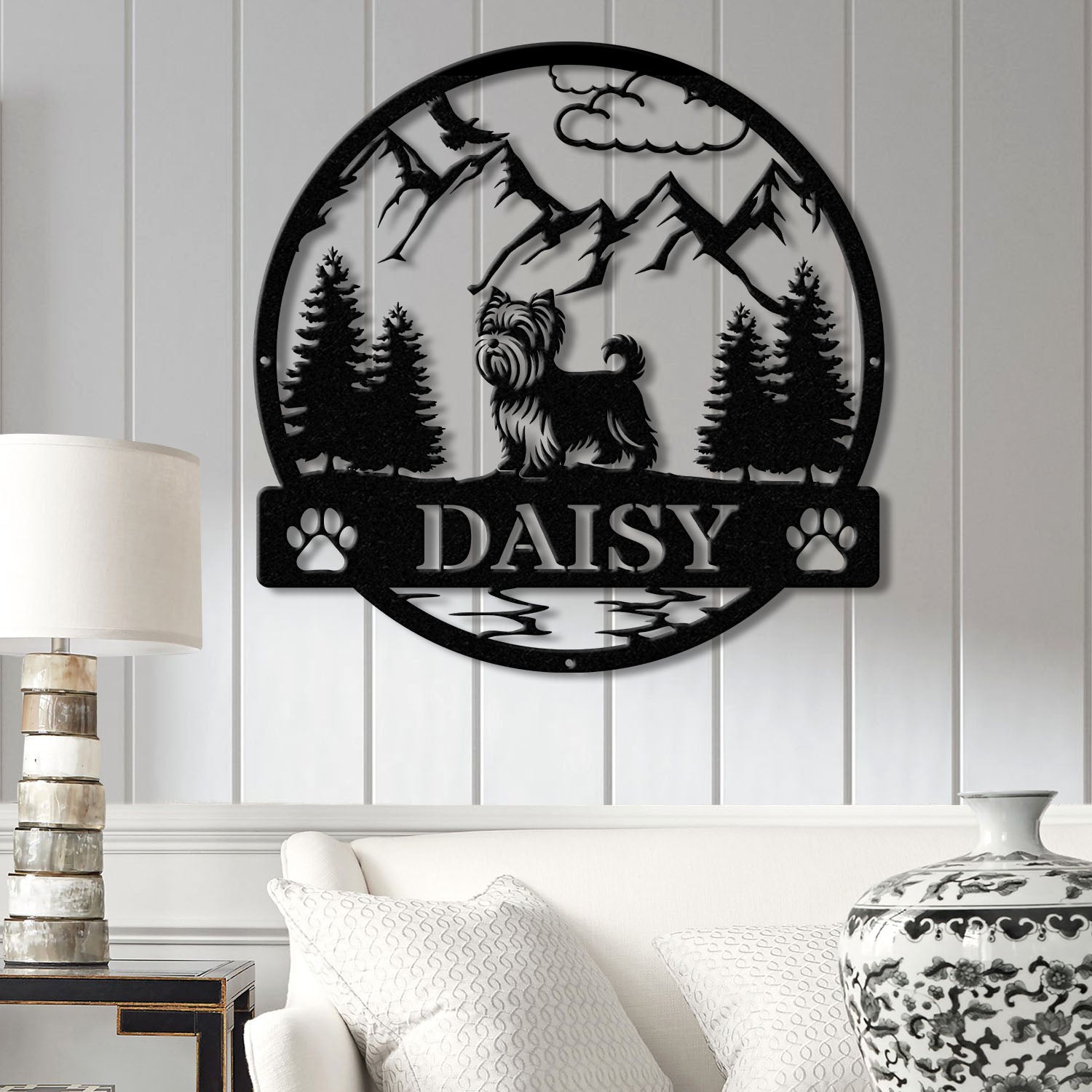 Custom Yorkshire Terrier Metal Sign, Dog Name Sign, Yorkie Wall Decor, Dog Lovers Wall Art, Pet Lover Gift, Dog Mom Gifts