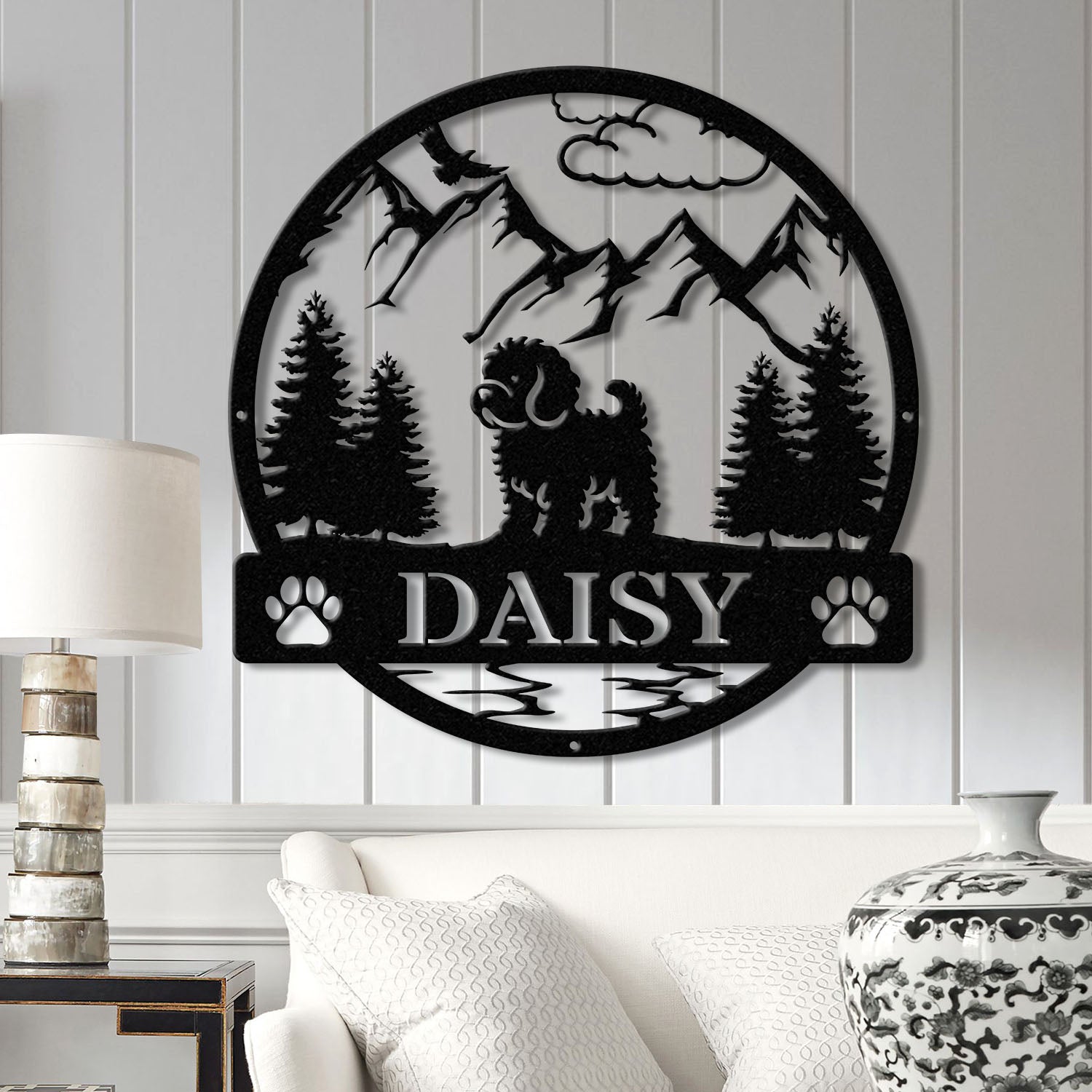 Cavapoo Metal Sign with Led Lights, Custom Dog Name Sign, Dog Memorial Gift, Cavapoo Wall Decor, Dog Lovers Wall Art, Pet Lover Gift