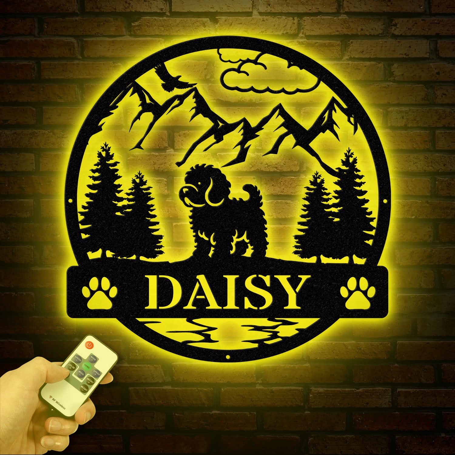 Cavapoo Metal Sign with Led Lights, Custom Dog Name Sign, Dog Memorial Gift, Cavapoo Wall Decor, Dog Lovers Wall Art, Pet Lover Gift