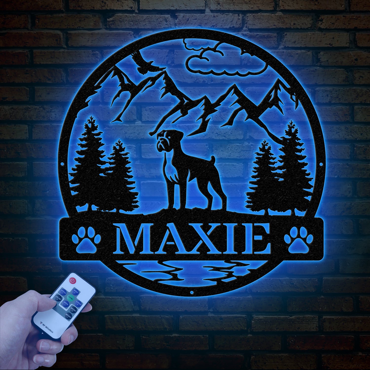 Boxer Metal Sign with Led Lights, Custom Dog Name Sign, Dog Memorial Gift, Boxer Wall Decor, Dog Lovers Wall Art, Pet Lover Gift