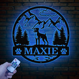 Boxer Metal Sign with Led Lights, Custom Dog Name Sign, Dog Memorial Gift, Boxer Wall Decor, Dog Lovers Wall Art, Pet Lover Gift