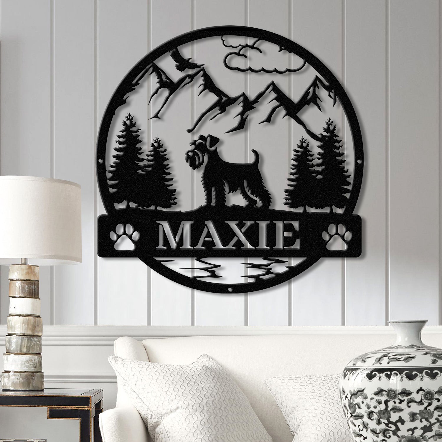 Custom Miniature Schnauzer Metal Sign, Dog Name Sign, Schnauzer Wall Decor, Dog Lovers Wall Art, Pet Lover Gift, Dog Mom Gifts