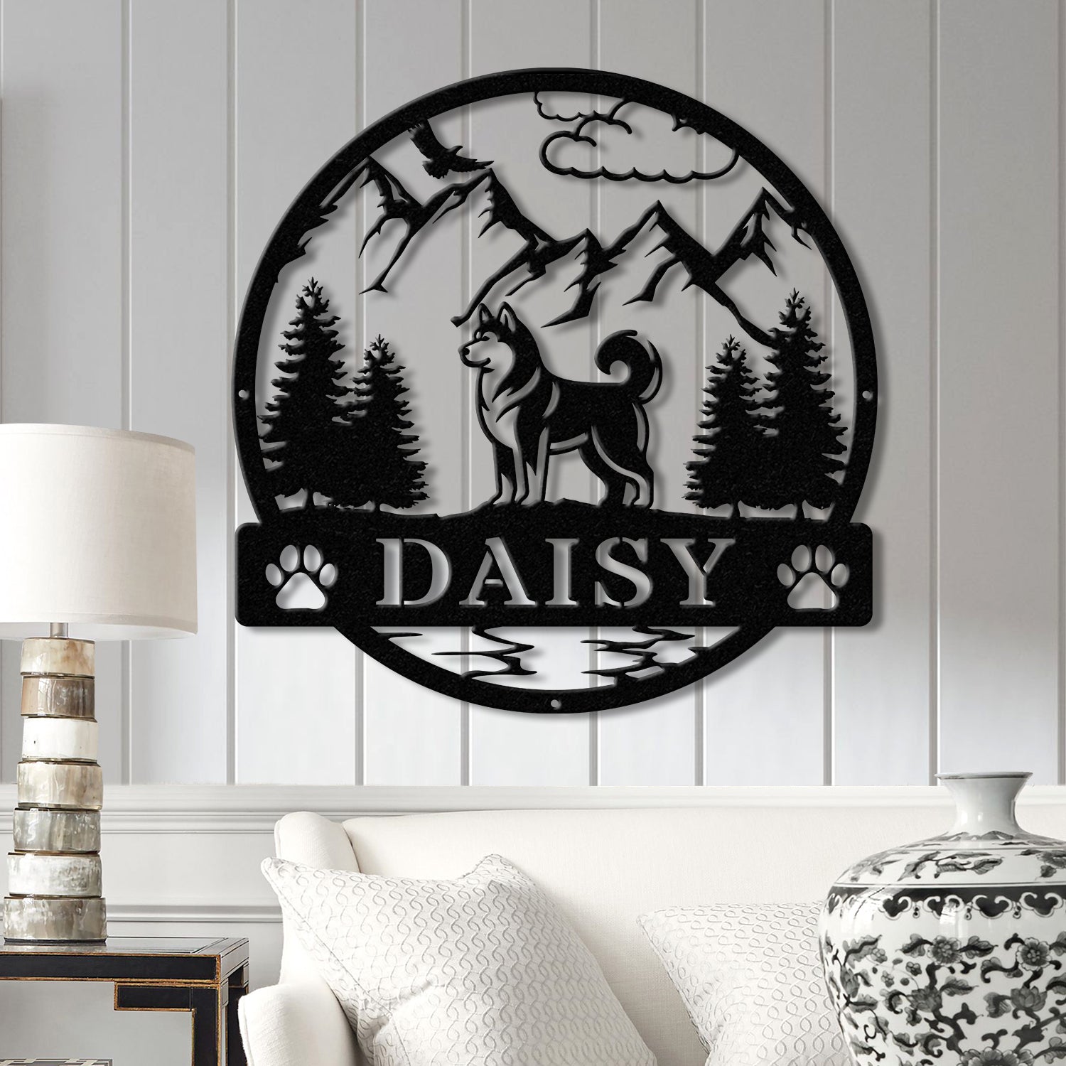 Siberian Husky Metal Sign, Custom Dog Name Sign, Dog Memorial Gift, Siberian Husky Wall Decor, Dog Lovers Wall Art, Pet Lover Gift