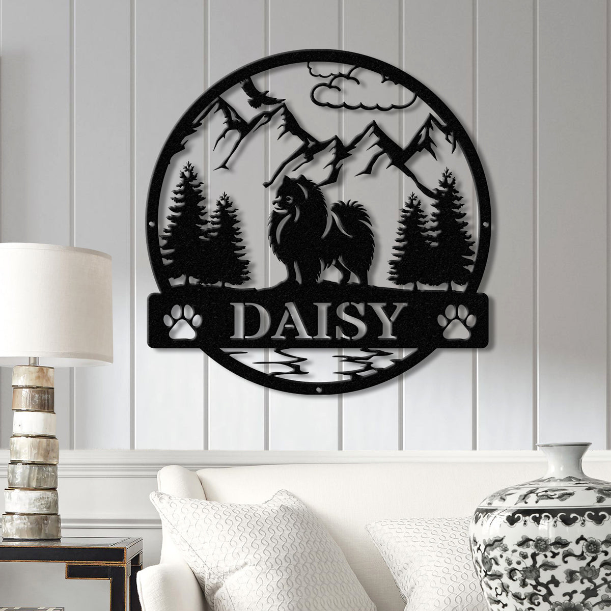 Pomerian Metal Sign, Custom Dog Name Sign, Dog Memorial Gift, Pomerian Wall Decor, Dog Lovers Wall Art, Pet Lover Gift, Dog Mom Gifts
