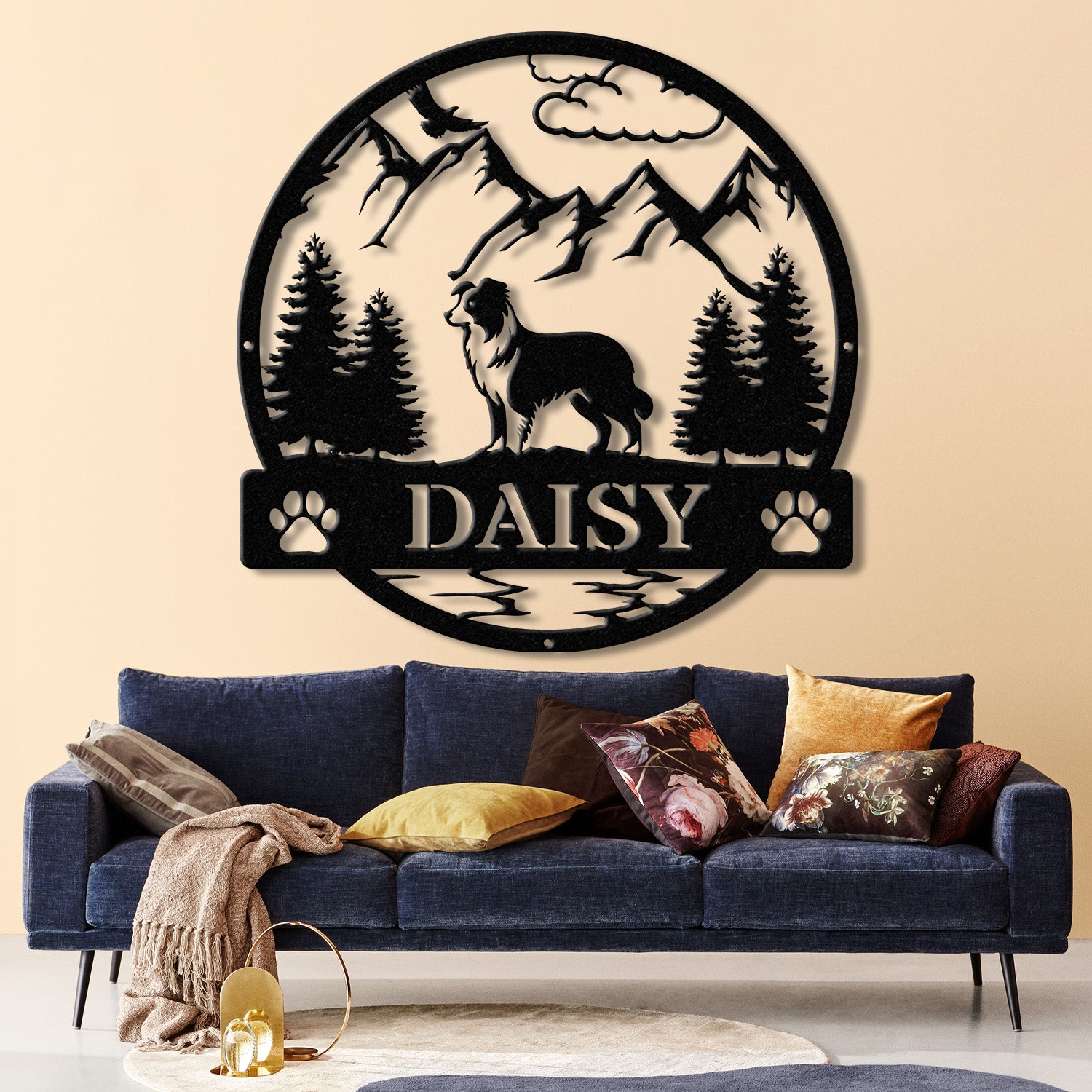 Border Colie Metal Sign, Custom Dog Name Sign, Sheep Dog Custom Sign, Border Colie Wall Decor, Dog Lovers Wall Art, Pet Lover Gift