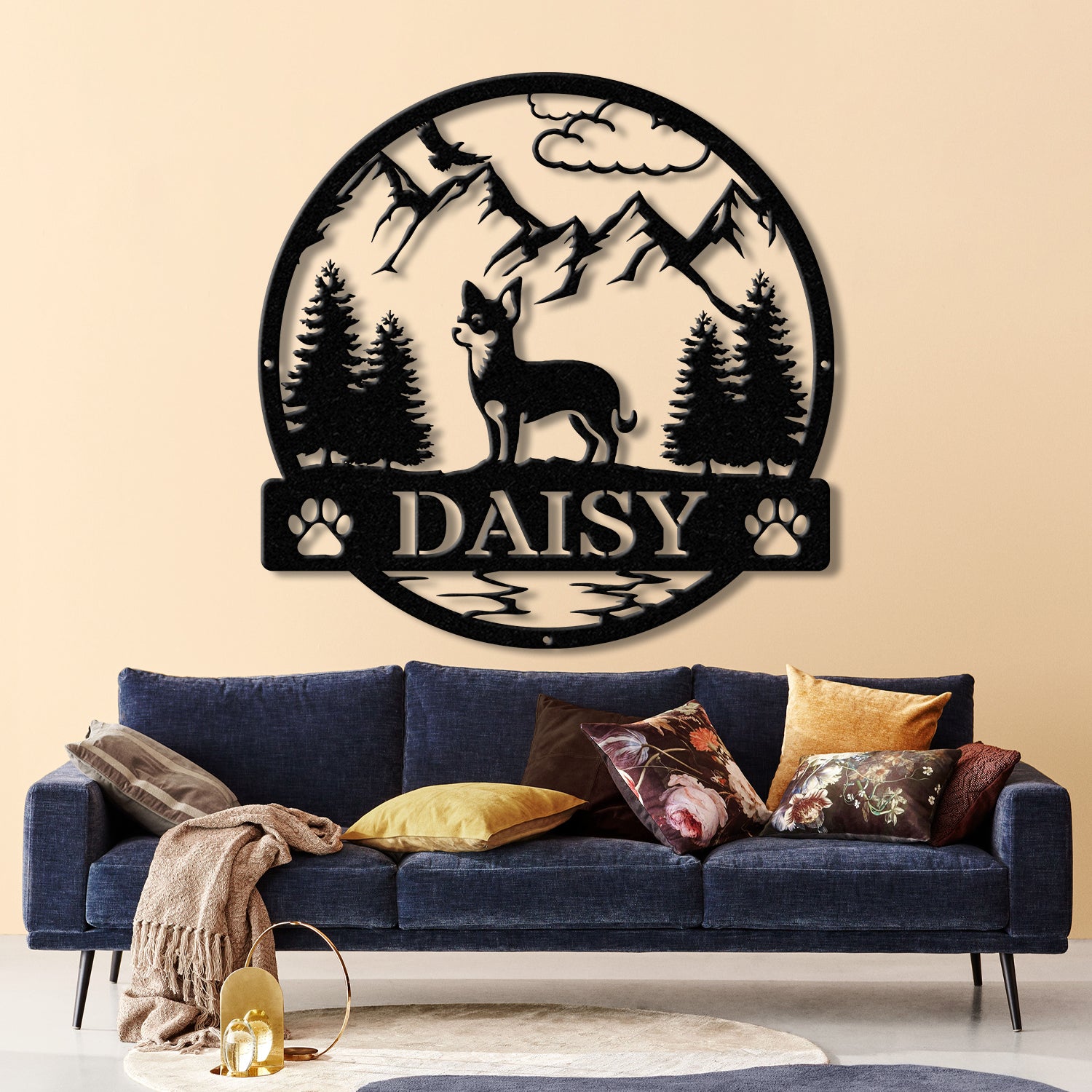 Chihuahua Metal Sign, Custom Dog Name Sign, Dog Memorial Gift, Chihuahua Wall Decor, Dog Lovers Wall Art, Pet Lover Gift, Dog Mom Gifts