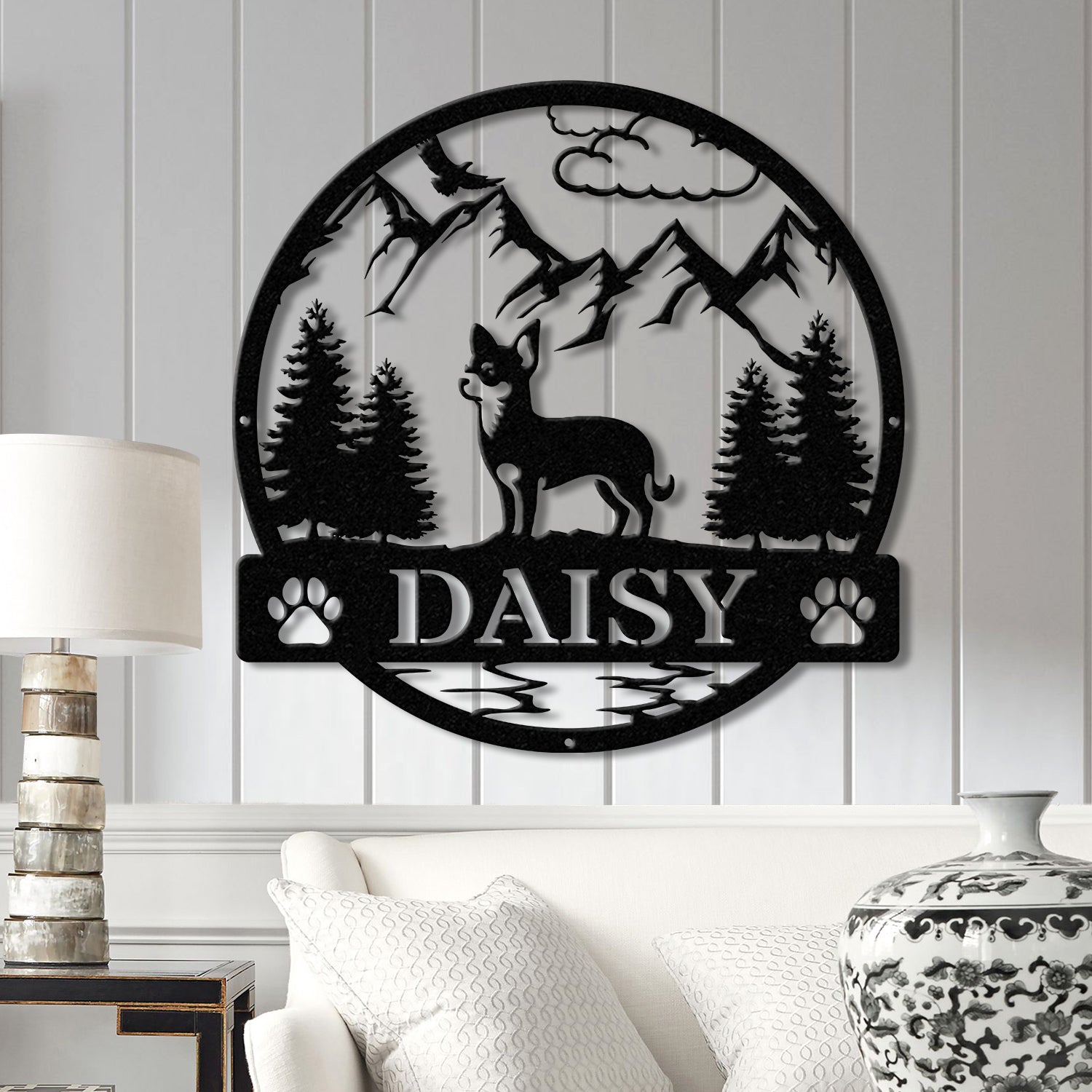 Chihuahua Metal Sign, Custom Dog Name Sign, Dog Memorial Gift, Chihuahua Wall Decor, Dog Lovers Wall Art, Pet Lover Gift, Dog Mom Gifts