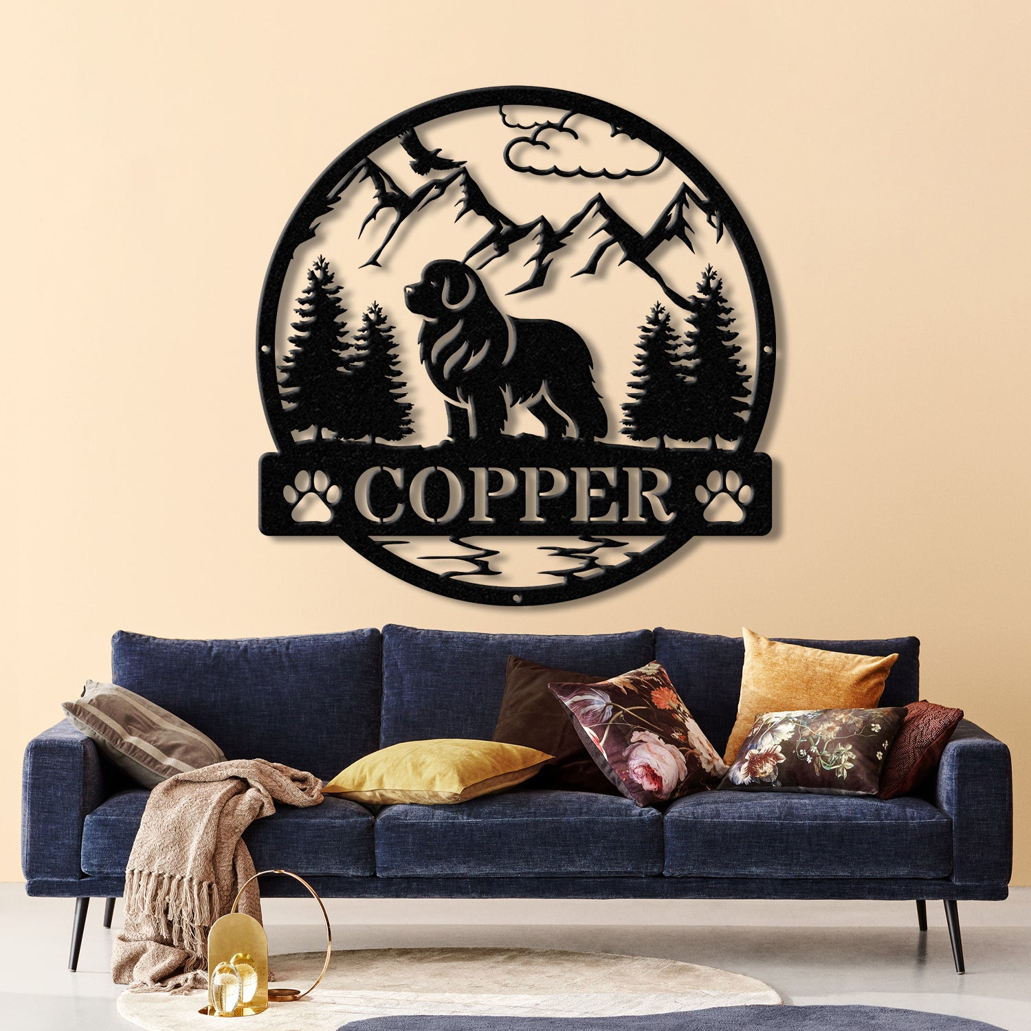 Personalized New Foundland Metal Sign, Custom Dog Name Sign, Dog Memorial Gift, New Foundland Wall Decor, Dog Lovers Wall Art, Dog Mom Gifts
