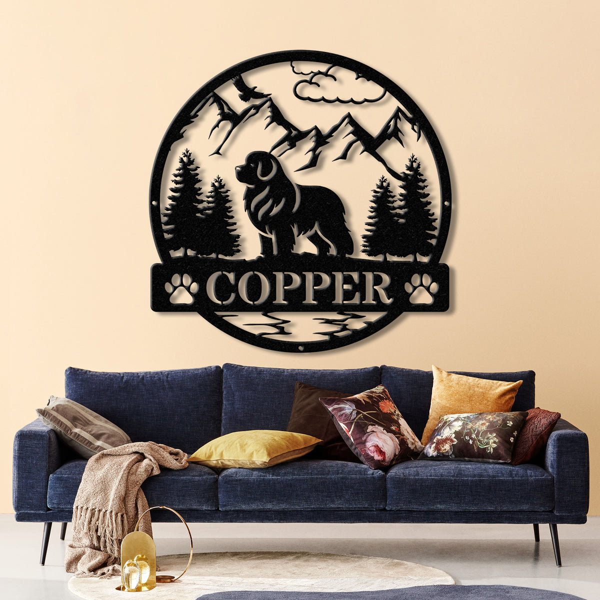 Personalized New Foundland Metal Sign, Custom Dog Name Sign, Dog Memorial Gift, New Foundland Wall Decor, Dog Lovers Wall Art, Dog Mom Gifts