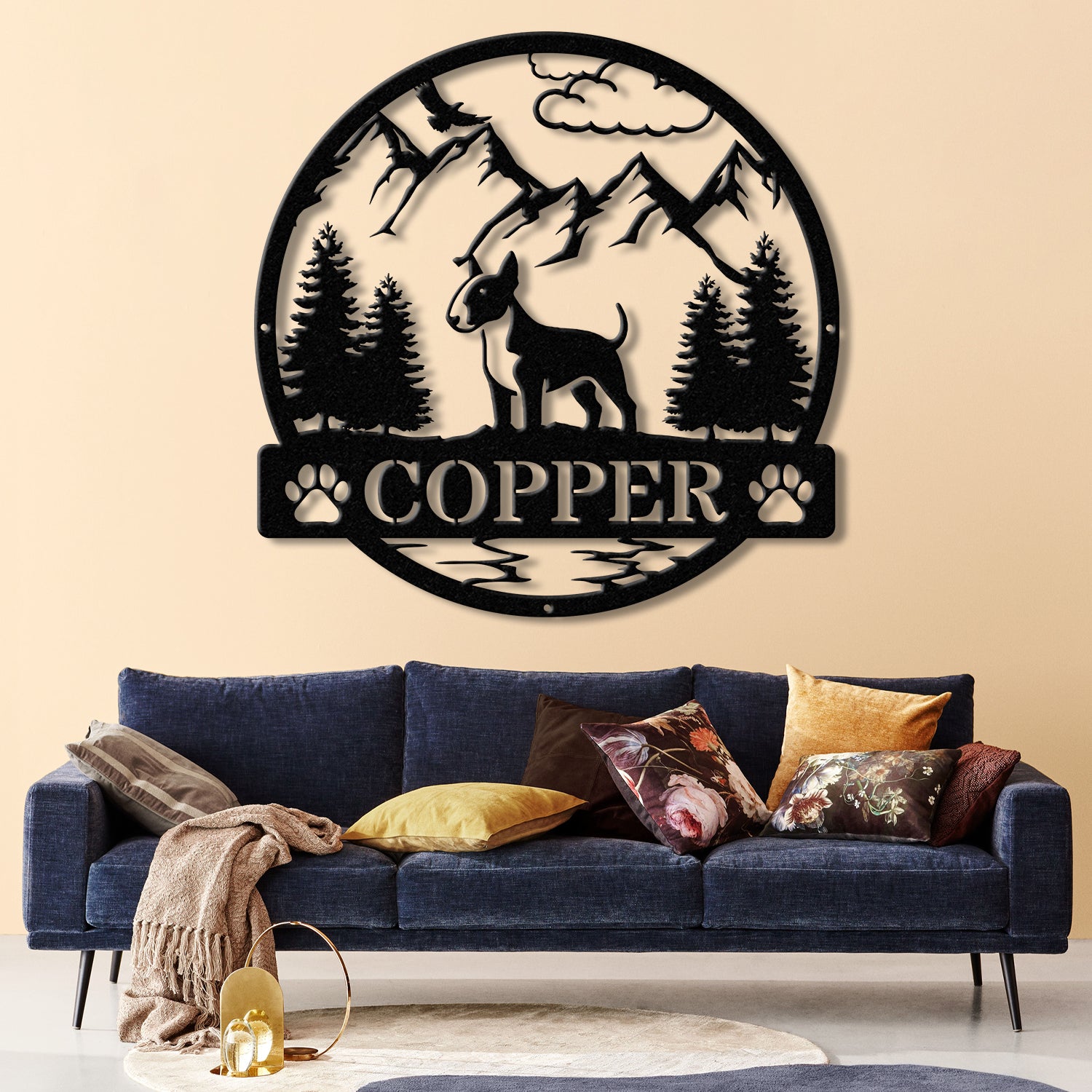 Personalized Bull Terrier Metal Sign, Custom Dog Name Sign, Dog Memorial Gift, Bull Terrier Wall Decor, Dog Lovers Wall Art, Dog Mom Gifts