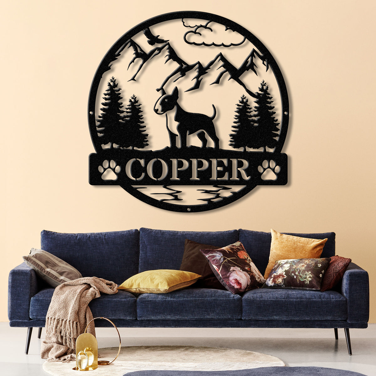 Personalized Bull Terrier Metal Sign, Custom Dog Name Sign, Dog Memorial Gift, Bull Terrier Wall Decor, Dog Lovers Wall Art, Dog Mom Gifts