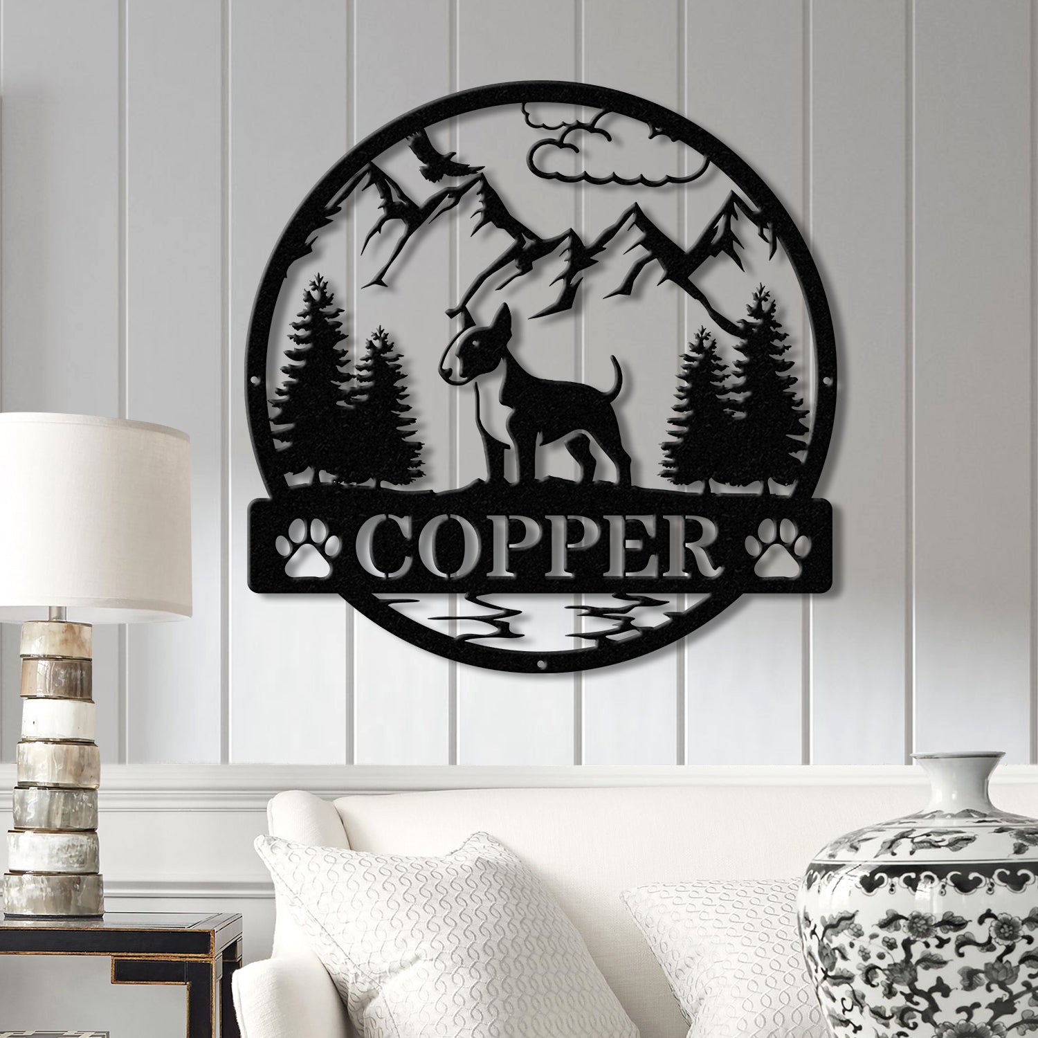 Personalized Bull Terrier Metal Sign, Custom Dog Name Sign, Dog Memorial Gift, Bull Terrier Wall Decor, Dog Lovers Wall Art, Dog Mom Gifts