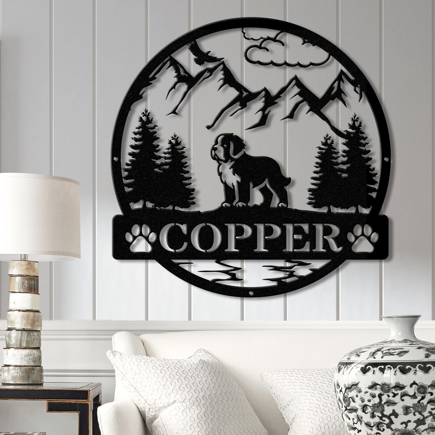 Custom St Bernard Metal Sign, Dog Name Sign, Personalized St Bernard Wall Decor, Dog Lovers Wall Art, Dog Mom Gifts, Pet Lovers Gift