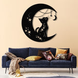 Cat Metal Wall Decor – Moon Cat Metal Wall Art – Black Cat Metal Sign for Home – Cat Lover Wall Decor & Gift for Cat Lovers, Christmas Gifts