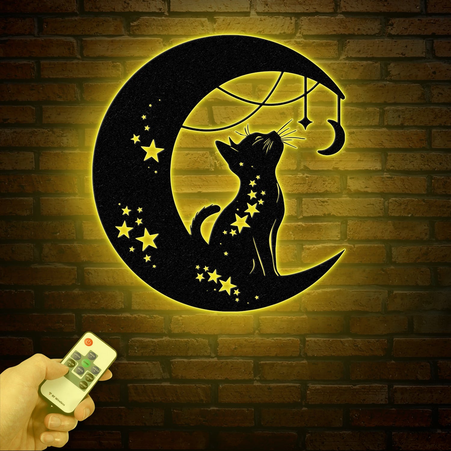 Cat Metal Wall Decor – Moon Cat Metal Wall Art – Black Cat Metal Sign for Home – Cat Lover Wall Decor & Gift for Cat Lovers, Christmas Gifts