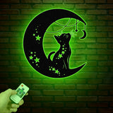 Cat Metal Wall Decor – Moon Cat Metal Wall Art – Black Cat Metal Sign for Home – Cat Lover Wall Decor & Gift for Cat Lovers, Christmas Gifts