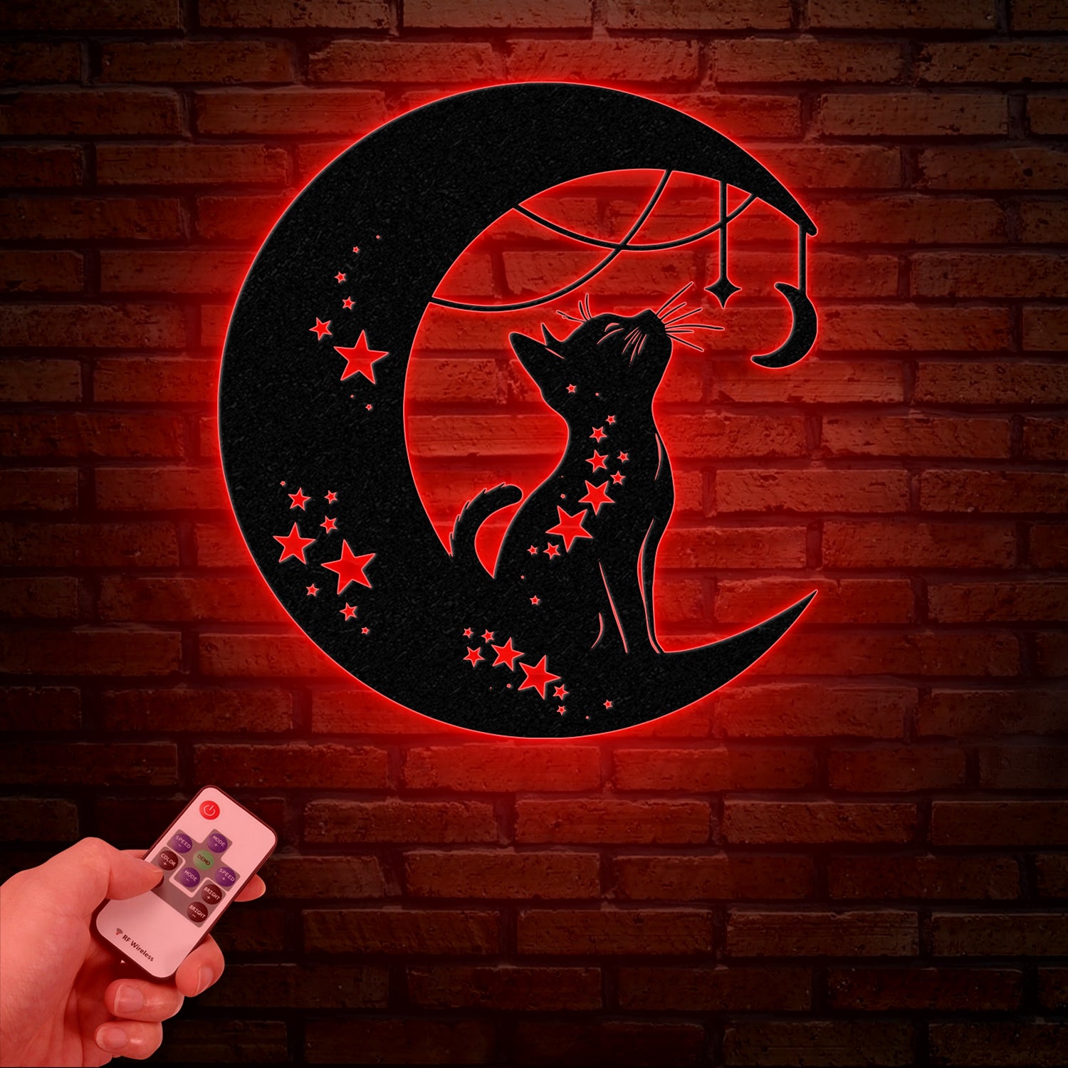 Cat Metal Wall Decor – Moon Cat Metal Wall Art – Black Cat Metal Sign for Home – Cat Lover Wall Decor & Gift for Cat Lovers, Christmas Gifts