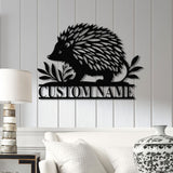 Personalized Hedgehog Monogram Metal Sign with LED Lights – Custom Hedgehog Name Sign – Hedgehog Lover Wall Art & Home Decor