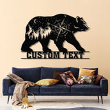 Custom Outdoor Themed Compass Metal Art with Bear, Bear Cabin Sign, Personalized Metal Bear Sign, Cabin Decor, Outdoor Bear Decor
