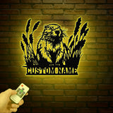 Beaver Cabin Sign, Personalized Metal Beaver Sign, Cabin Decor, Outdoor Bear Decor, Rustic Cabin Beaver Sign, Metal Monogram Art