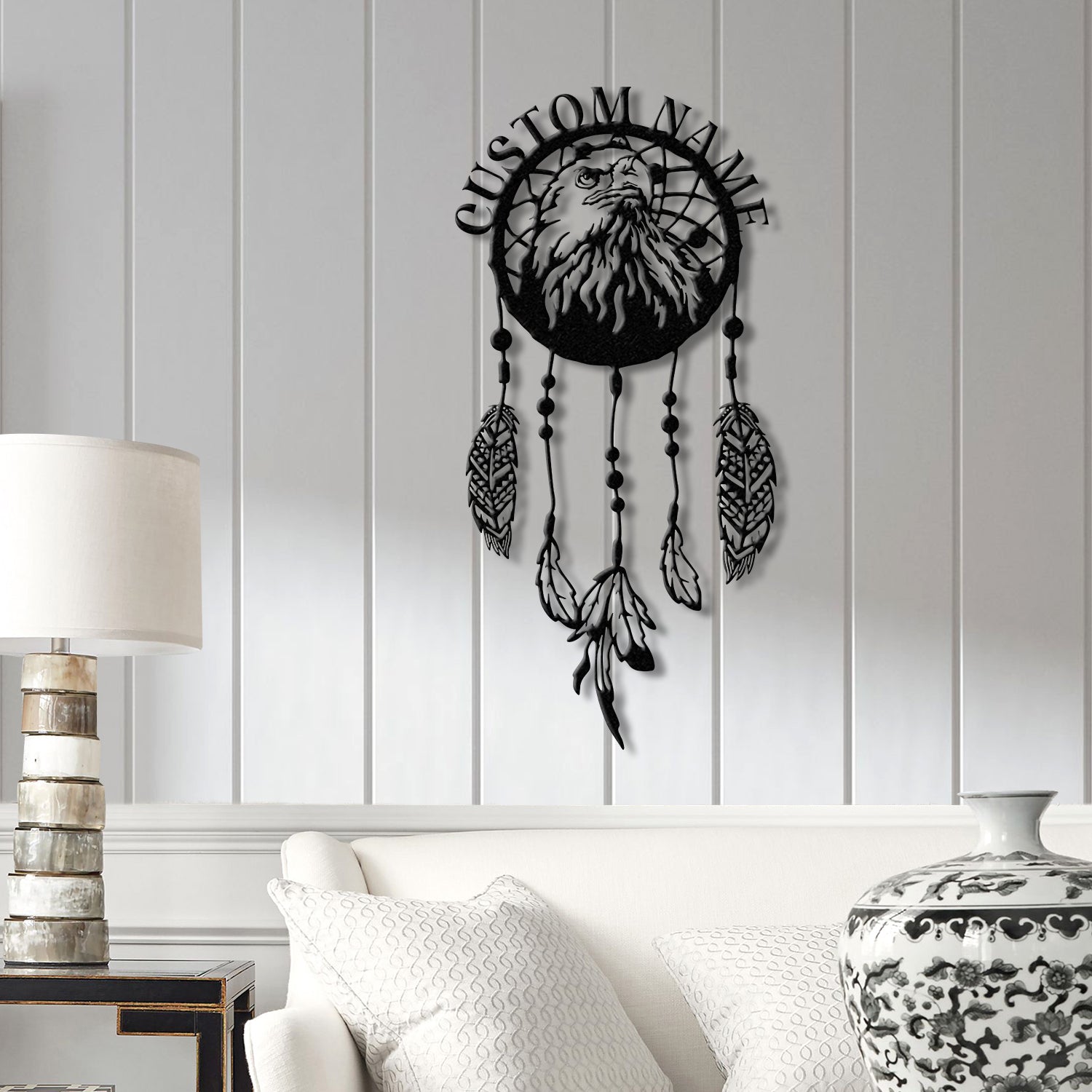 Custom Eagle Dream Catcher Metal Wall Art with Led Lights, Dreamcatcher Wall Hanging, Dreamcatcher Decor, Christmas gifts, Cabin Sign