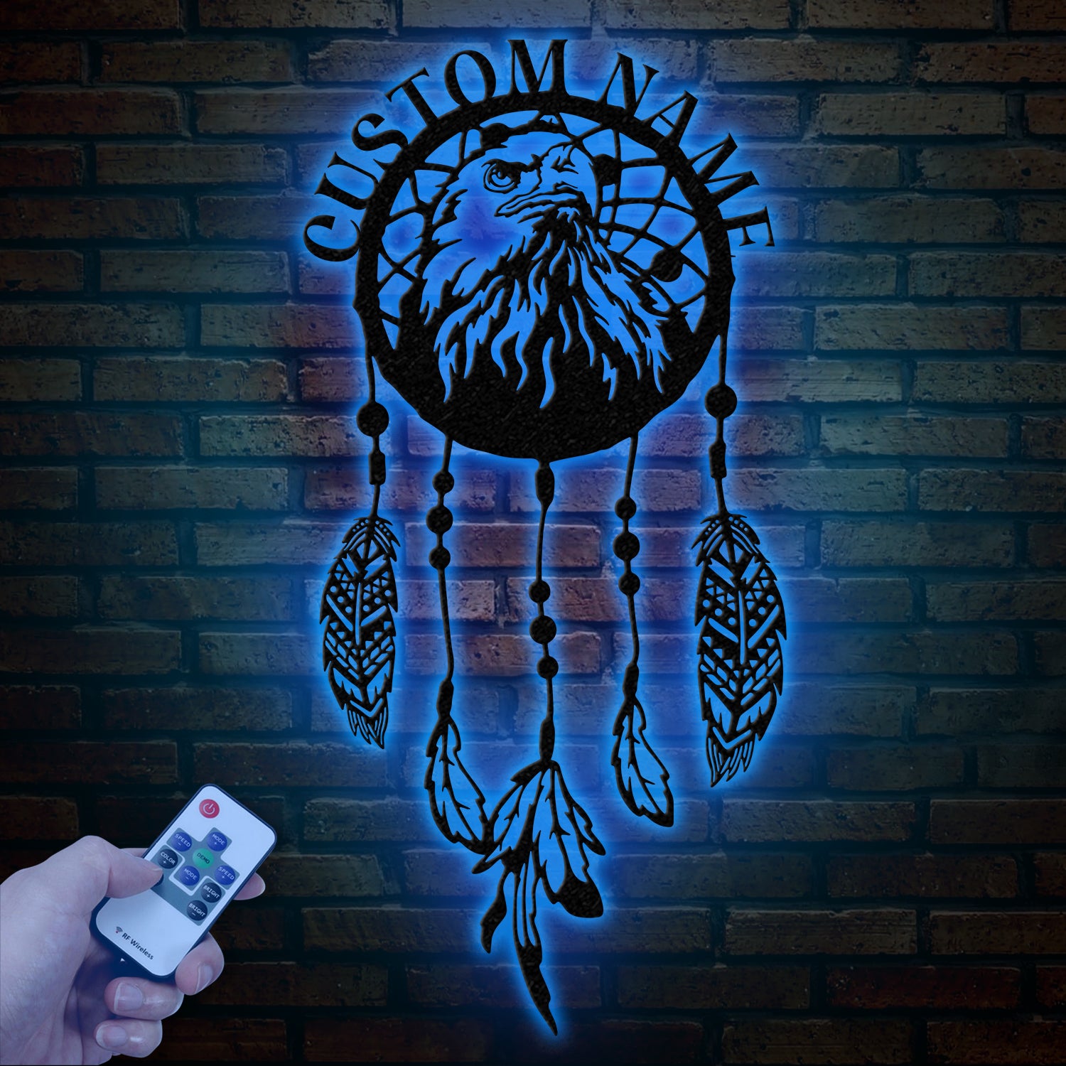 Custom Eagle Dream Catcher Metal Wall Art with Led Lights, Dreamcatcher Wall Hanging, Dreamcatcher Decor, Christmas gifts, Cabin Sign