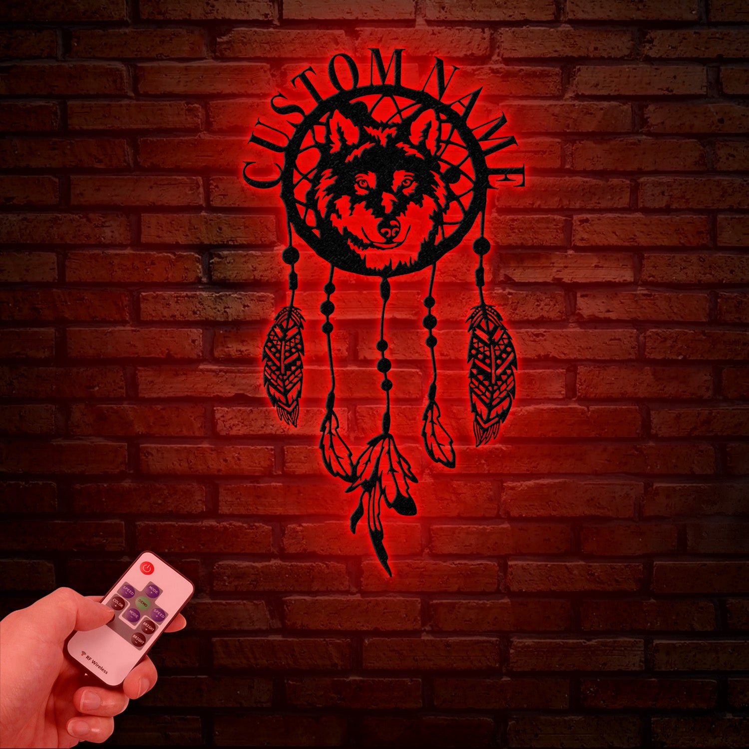 Custom Wolf Dream Catcher Metal Wall Art with Led Lights, Dreamcatcher Wall Hanging, Dreamcatcher Decor, Christmas gifts, Cabin Sign