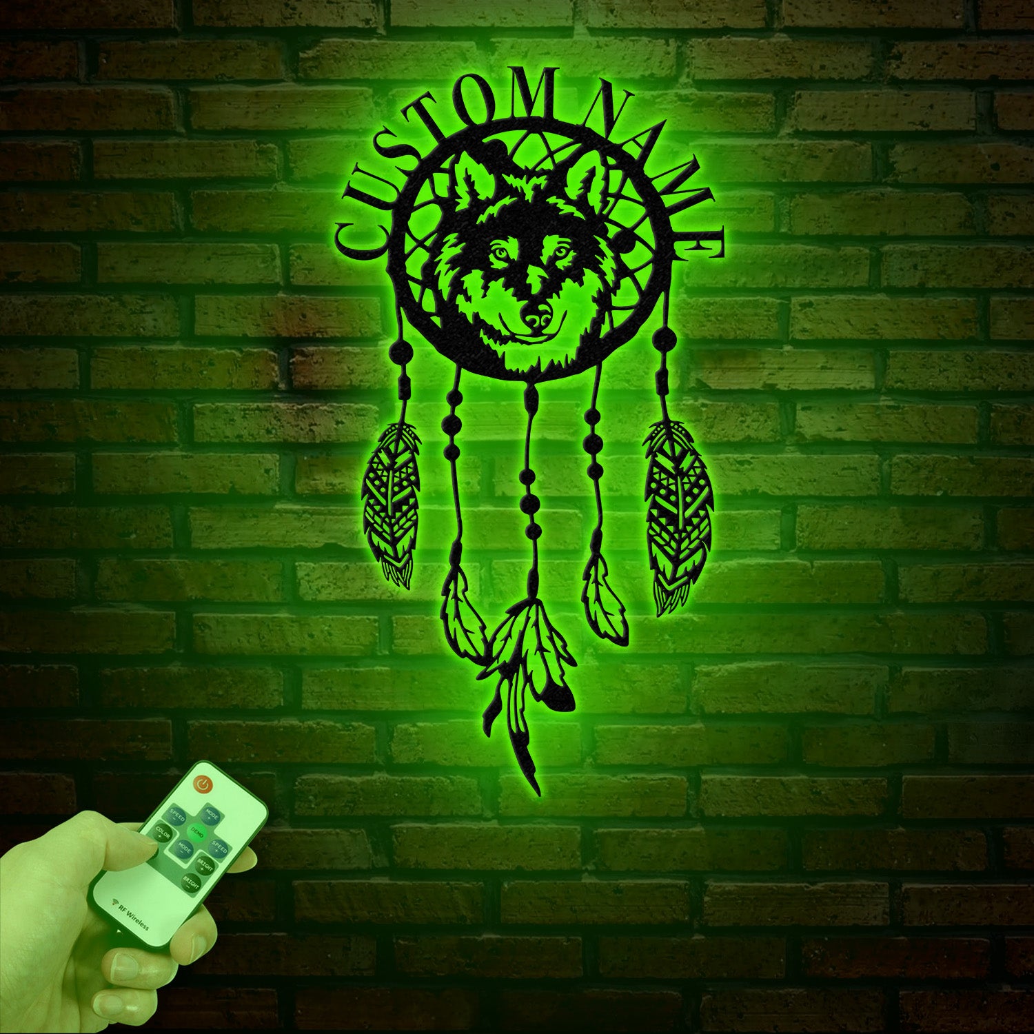Custom Wolf Dream Catcher Metal Wall Art with Led Lights, Dreamcatcher Wall Hanging, Dreamcatcher Decor, Christmas gifts, Cabin Sign